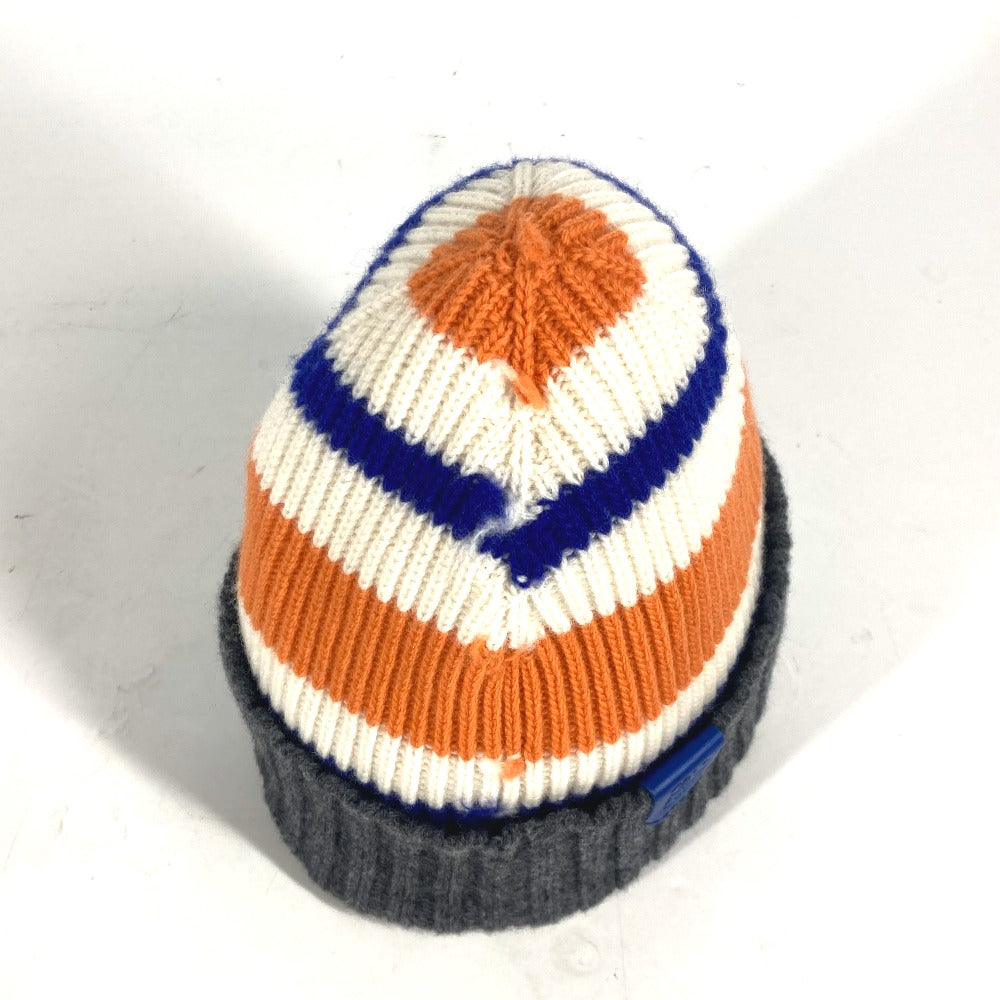 LOEWE Knit hat wool Orange anagram logo border Women Used Authentic