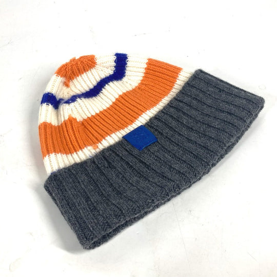 LOEWE Knit hat wool Orange anagram logo border Women Used Authentic