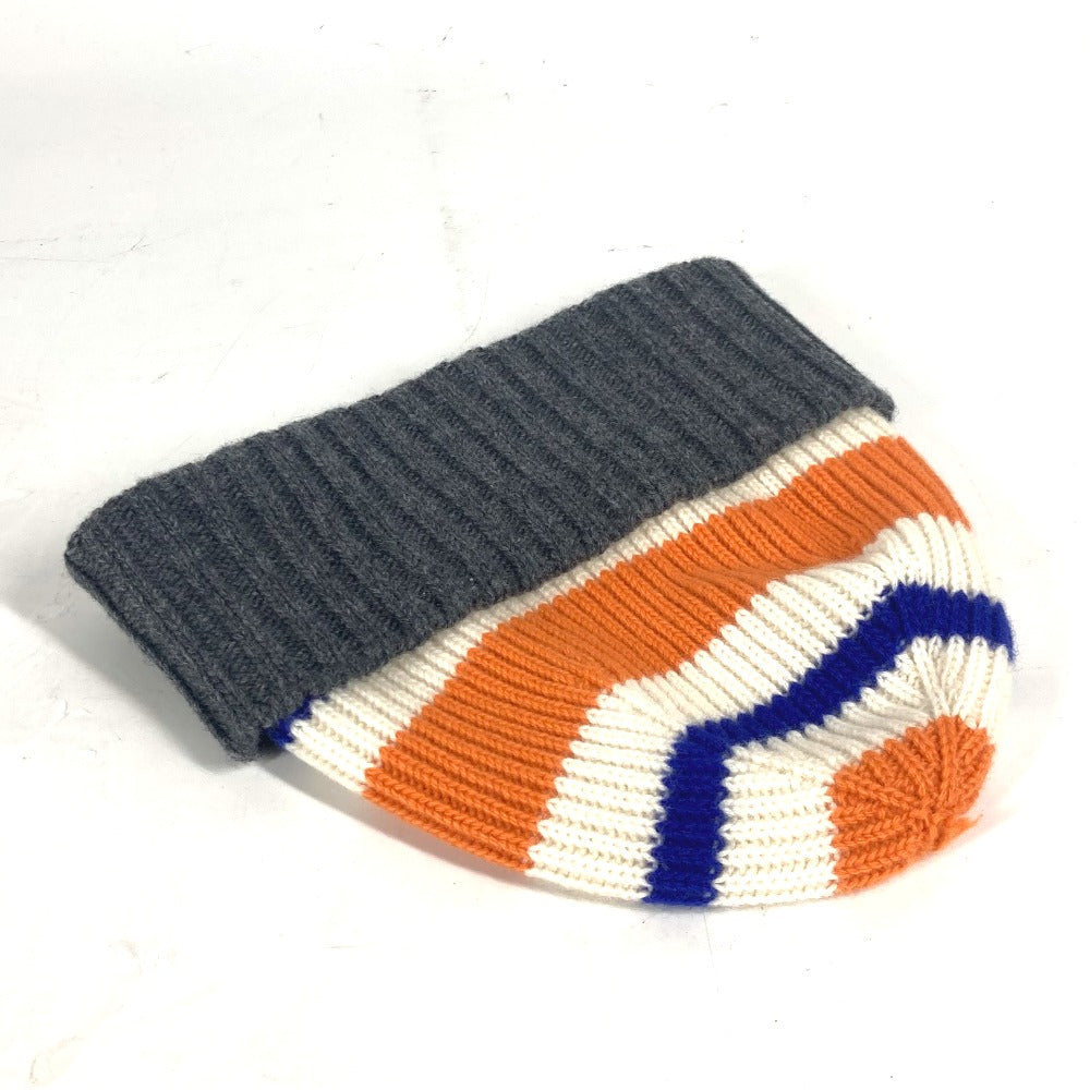LOEWE Knit hat wool Orange anagram logo border Women Used Authentic