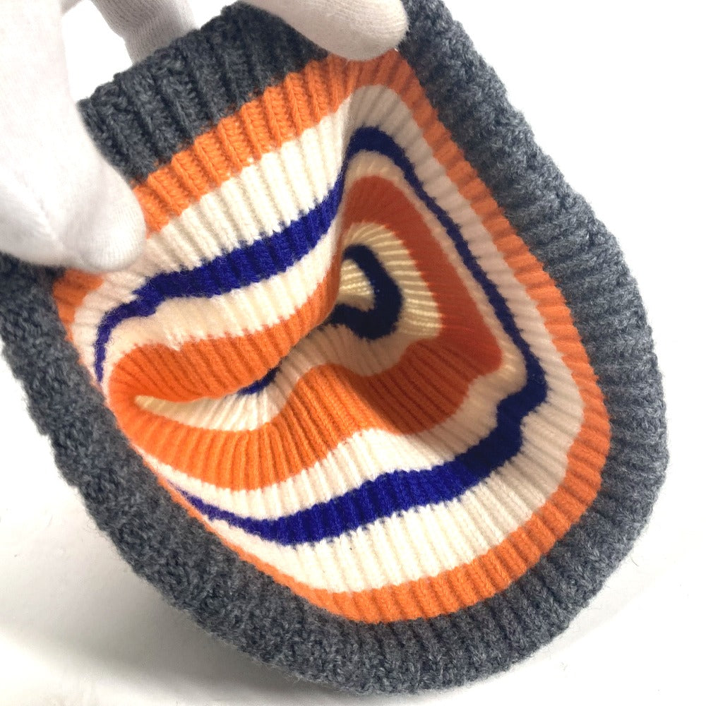 LOEWE Knit hat wool Orange anagram logo border Women Used Authentic