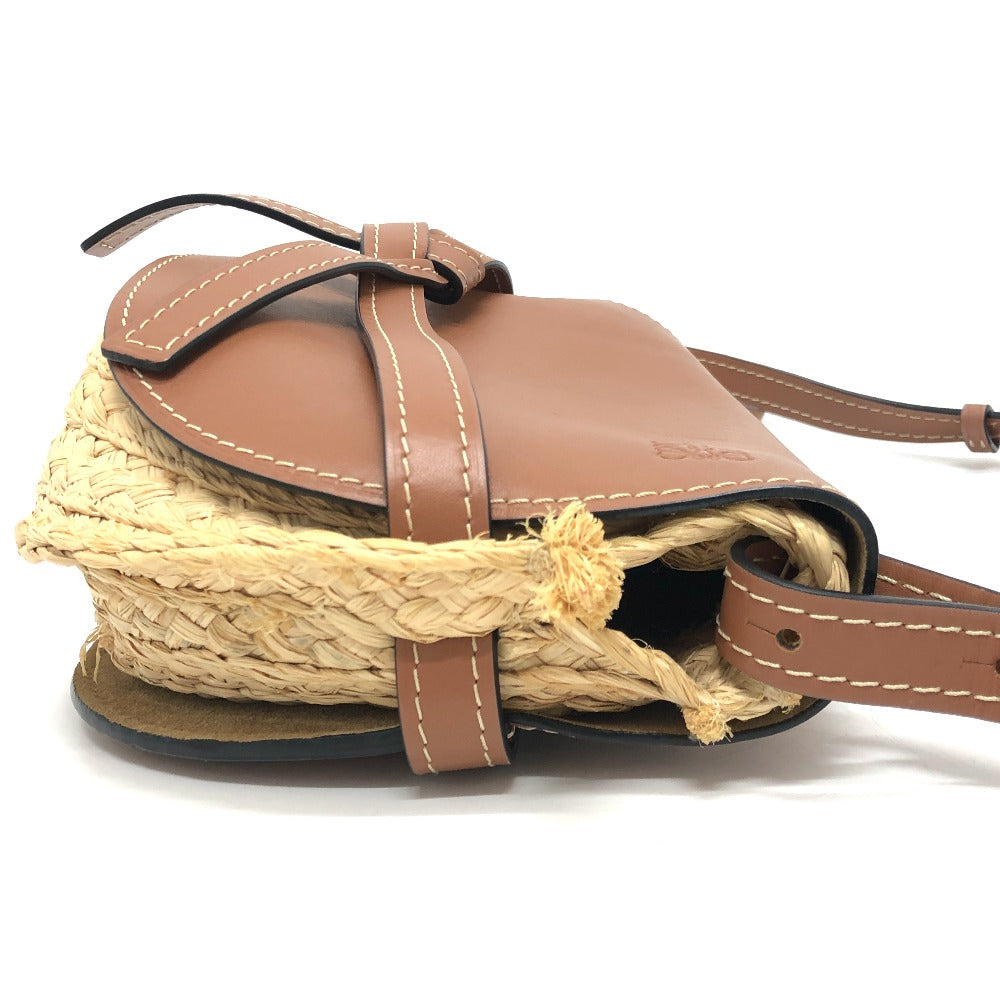 LOEWE Shoulder Bag Linen canvas beige Gate Dual Women Used Authentic