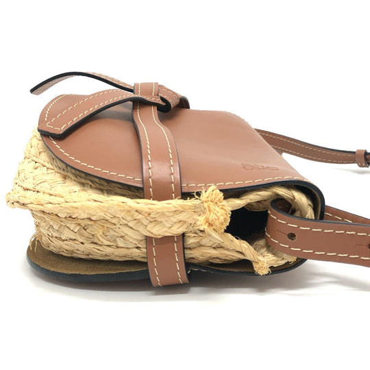 LOEWE Shoulder Bag Linen canvas beige Gate Dual Women Used Authentic
