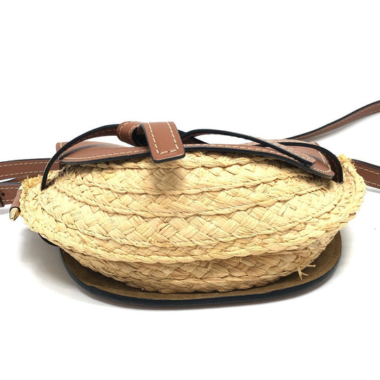 LOEWE Shoulder Bag Linen canvas beige Gate Dual Women Used Authentic
