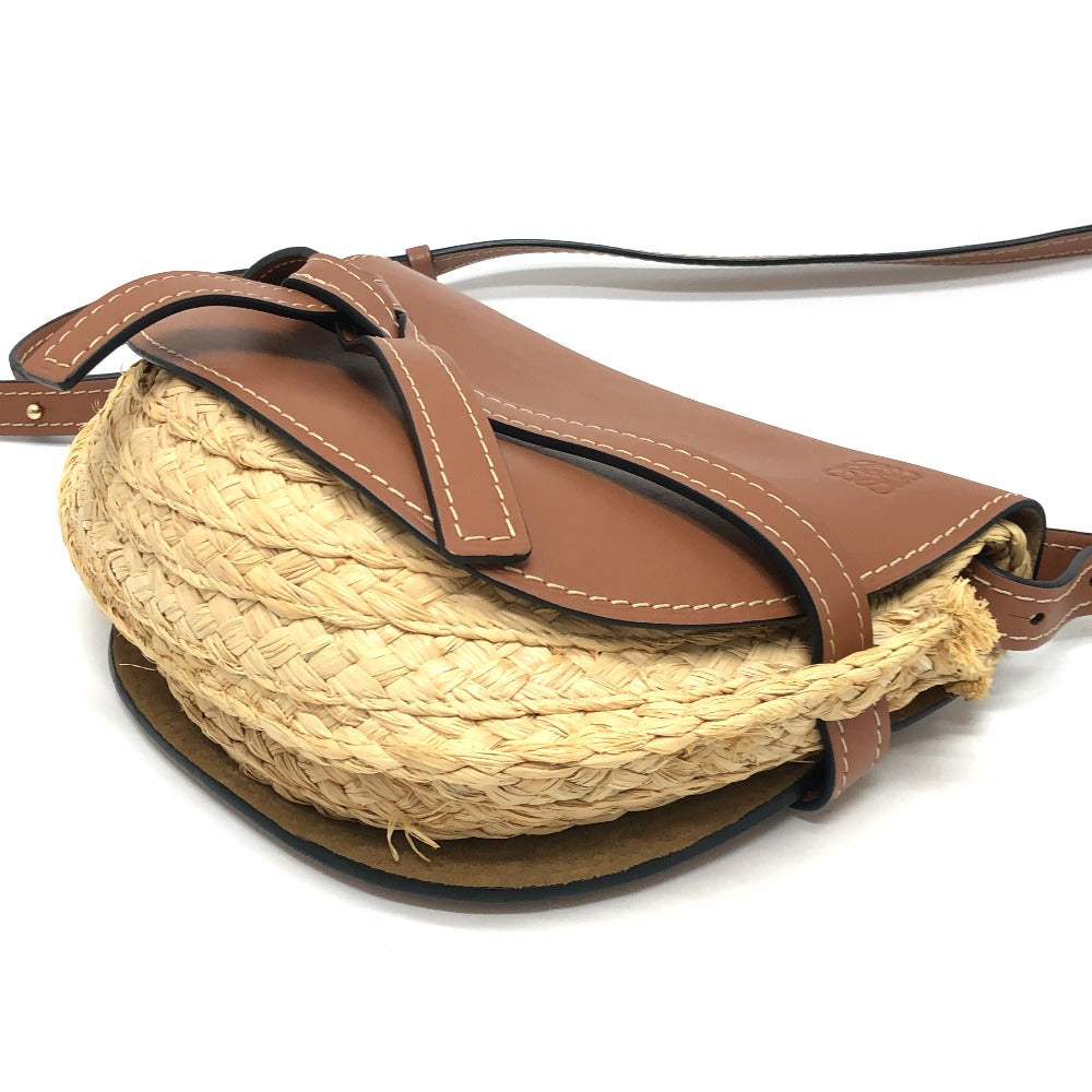 LOEWE Shoulder Bag Linen canvas beige Gate Dual Women Used Authentic