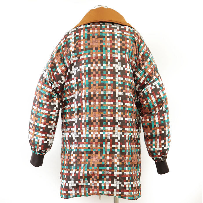 HERMES Down jacket [Outer material] 100% polyester; [Lining] 98% polyester, 2% polyurethane; [Filling] 90% down, 10% feather; [Knitted part] 80% virgin wool Orange Women 36 Used Authentic