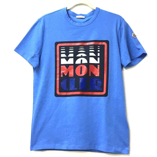 MONCLER Short sleeve T-shirt 0918C710108390T cotton Light blue Japan stock color Maglia Women M Used Authentic