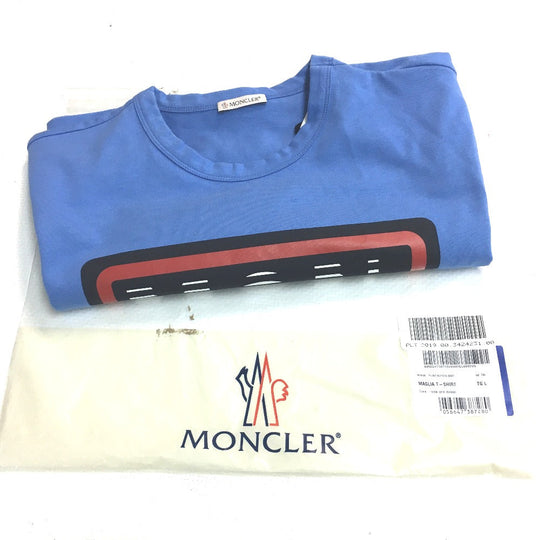 MONCLER Short sleeve T-shirt 0918C710108390T cotton Light blue Japan stock color Maglia Women M Used Authentic