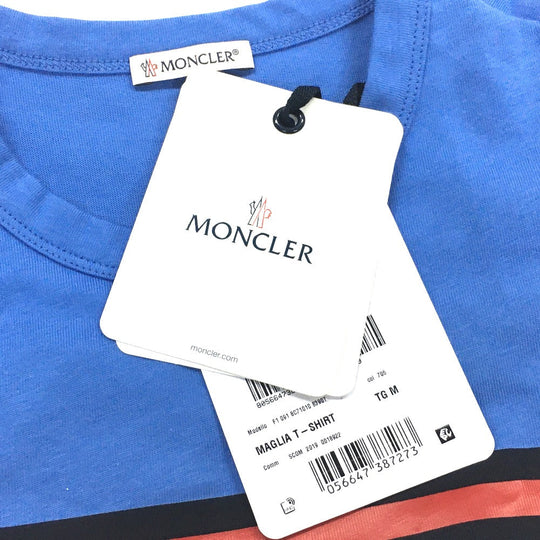 MONCLER Short sleeve T-shirt 0918C710108390T cotton Light blue Japan stock color Maglia Women M Used Authentic