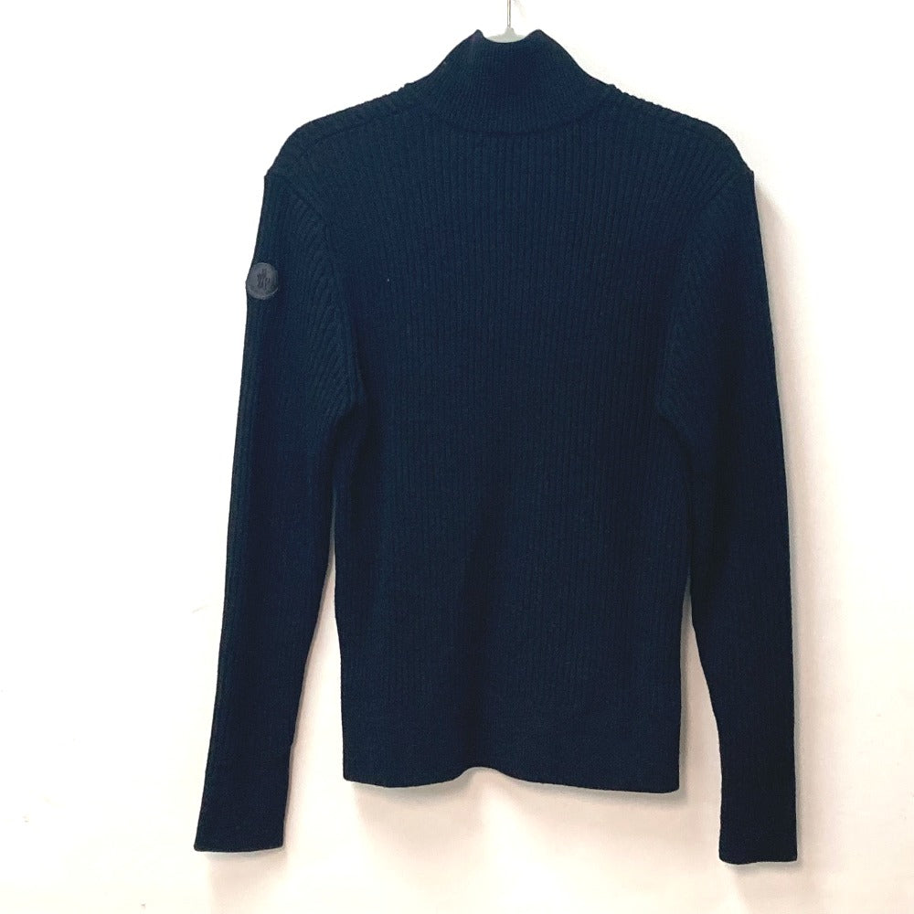 MONCLER Jacket Wool, Leather black long sleeve apparel tops outerwear mid weight mens ‚r Used Authentic