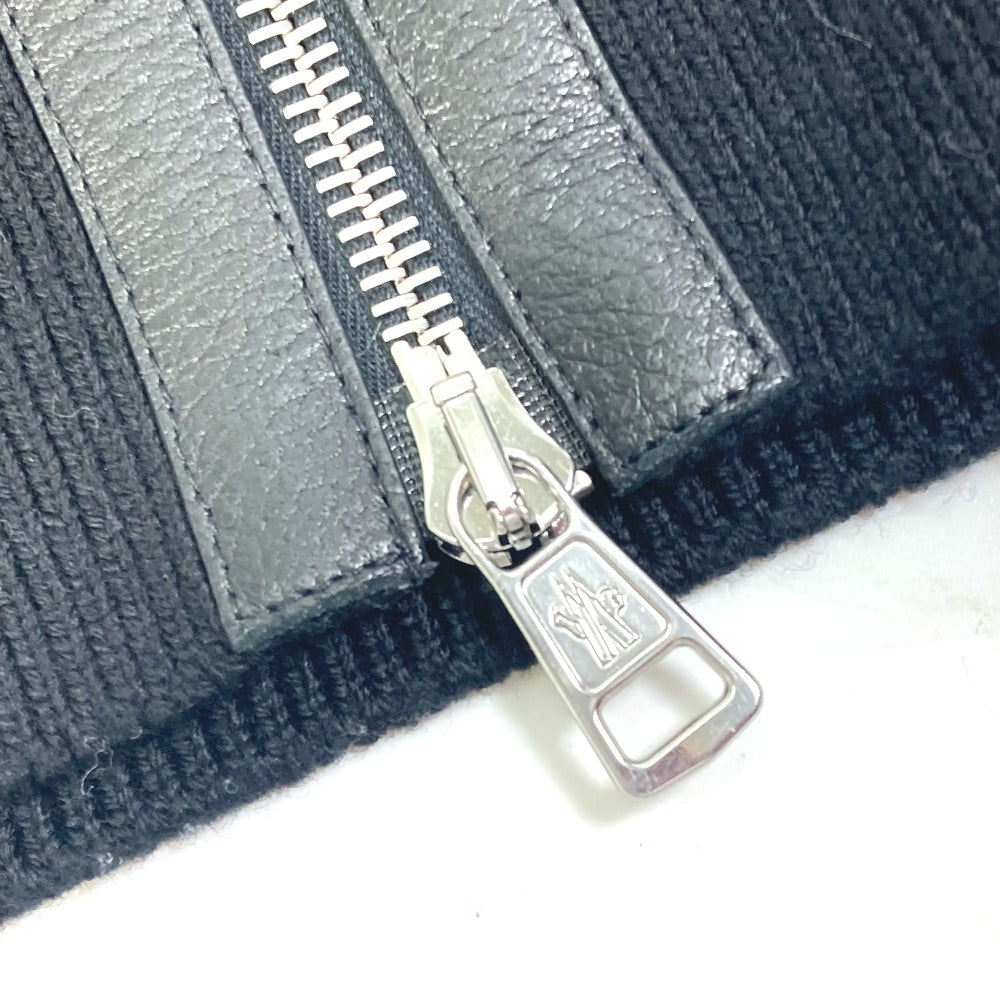MONCLER Jacket Wool, Leather black long sleeve apparel tops outerwear mid weight mens ‚r Used Authentic