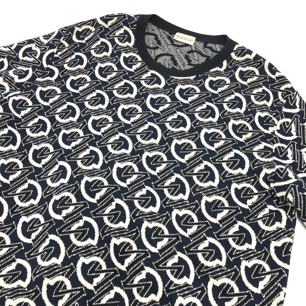 MONCLER sweater cotton Navy Overall handle mens L Used Authentic