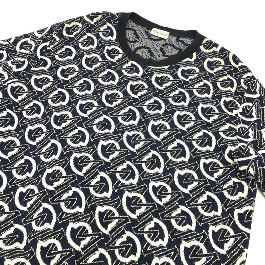 MONCLER sweater cotton Navy Overall handle mens L Used Authentic
