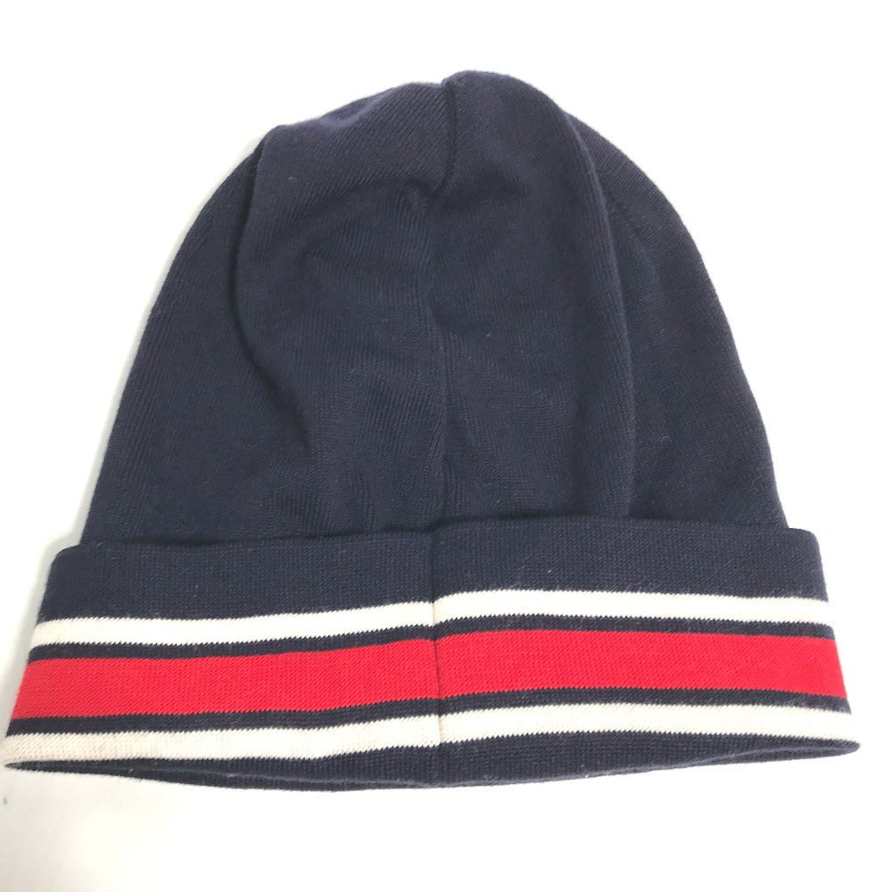 MONCLER Knit hat wool Navy logo Women Used Authentic