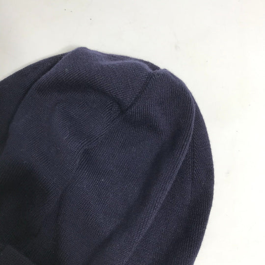 MONCLER Knit hat wool Navy logo Women Used Authentic