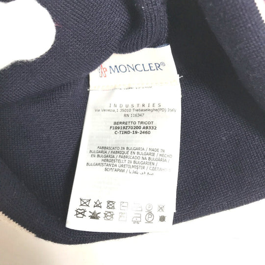 MONCLER Knit hat wool Navy logo Women Used Authentic