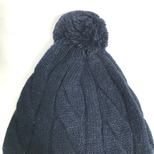 MONCLER Knit hat Wool , Acetate , Alpaca Navy pom pom logo Women Used Authentic