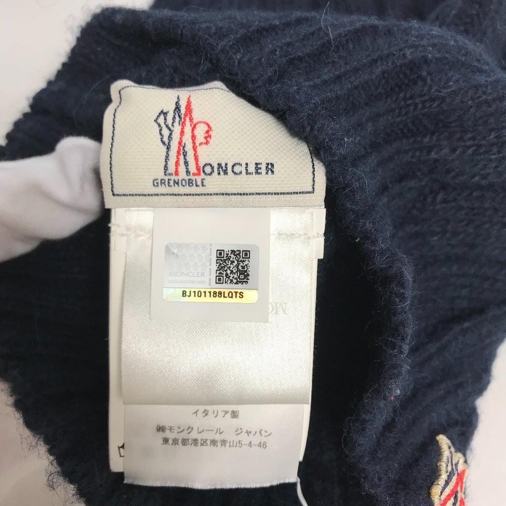 MONCLER Knit hat Wool , Acetate , Alpaca Navy pom pom logo Women Used Authentic