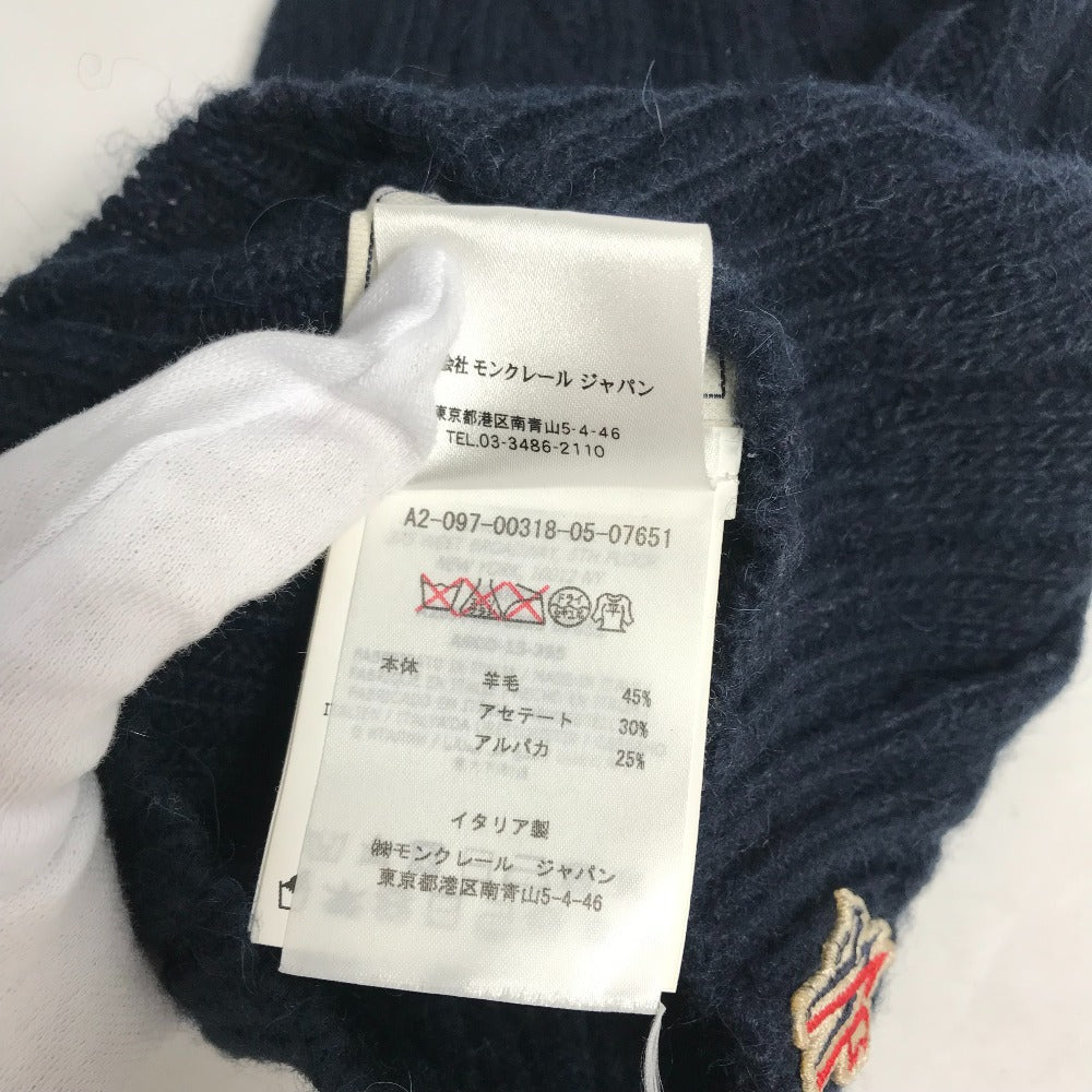 MONCLER Knit hat Wool , Acetate , Alpaca Navy pom pom logo Women Used Authentic