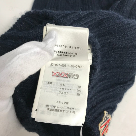 MONCLER Knit hat Wool , Acetate , Alpaca Navy pom pom logo Women Used Authentic