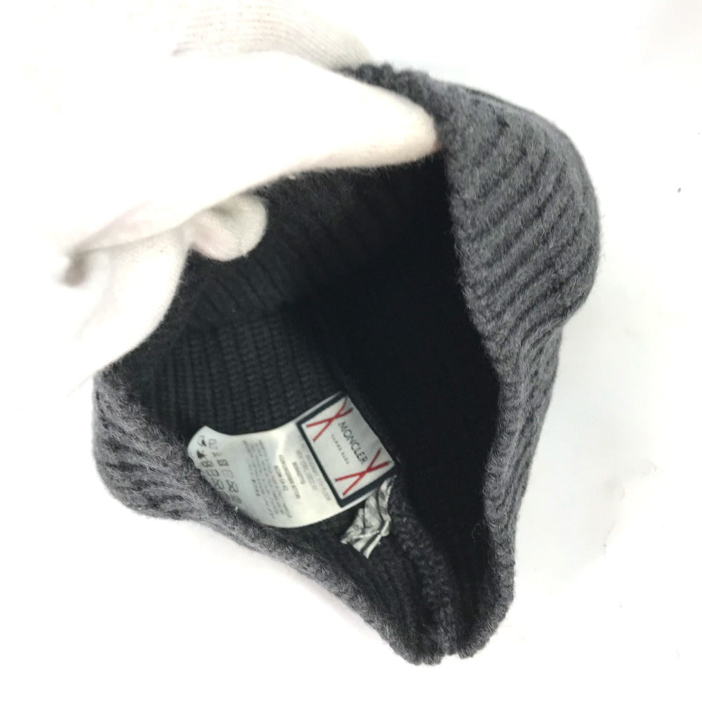 MONCLER Knit hat wool gray GAMME BLEU logo mens Used Authentic