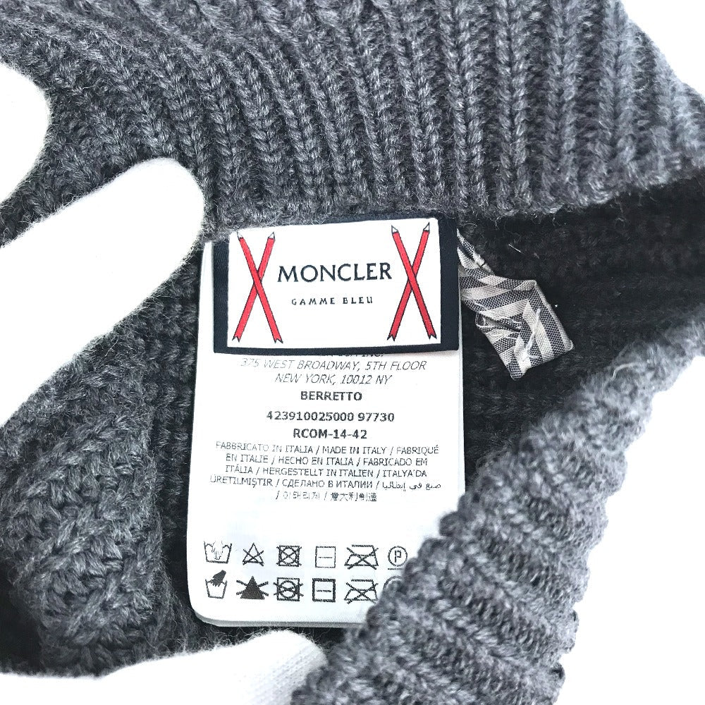 MONCLER Knit hat wool gray GAMME BLEU logo mens Used Authentic