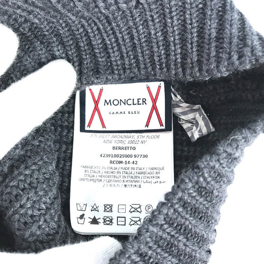 MONCLER Knit hat wool gray GAMME BLEU logo mens Used Authentic