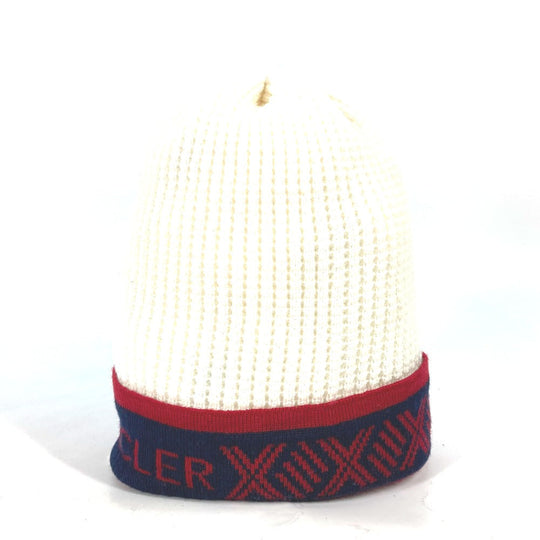 MONCLER Knit hat wool white logo Kids XS Used Authentic