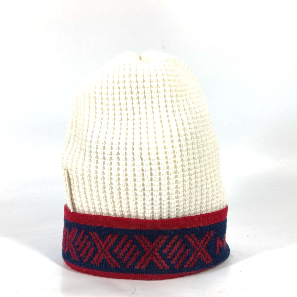 MONCLER Knit hat wool white logo Kids XS Used Authentic