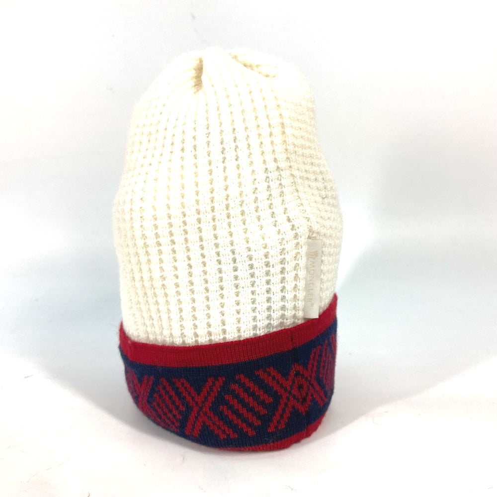 MONCLER Knit hat wool white logo Kids XS Used Authentic