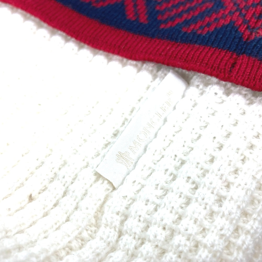 MONCLER Knit hat wool white logo Kids XS Used Authentic