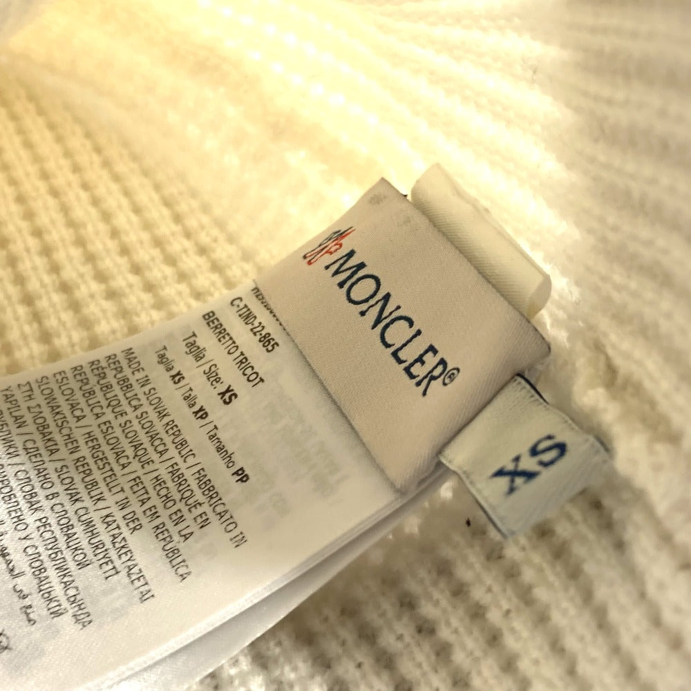 MONCLER Knit hat wool white logo Kids XS Used Authentic