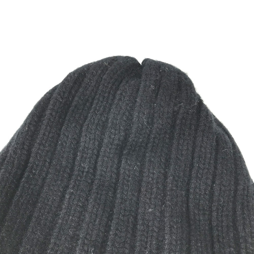 MONCLER Knit hat wool black logo Women Used Authentic