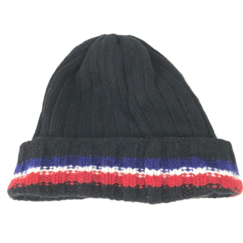 MONCLER Knit hat wool black logo Women Used Authentic