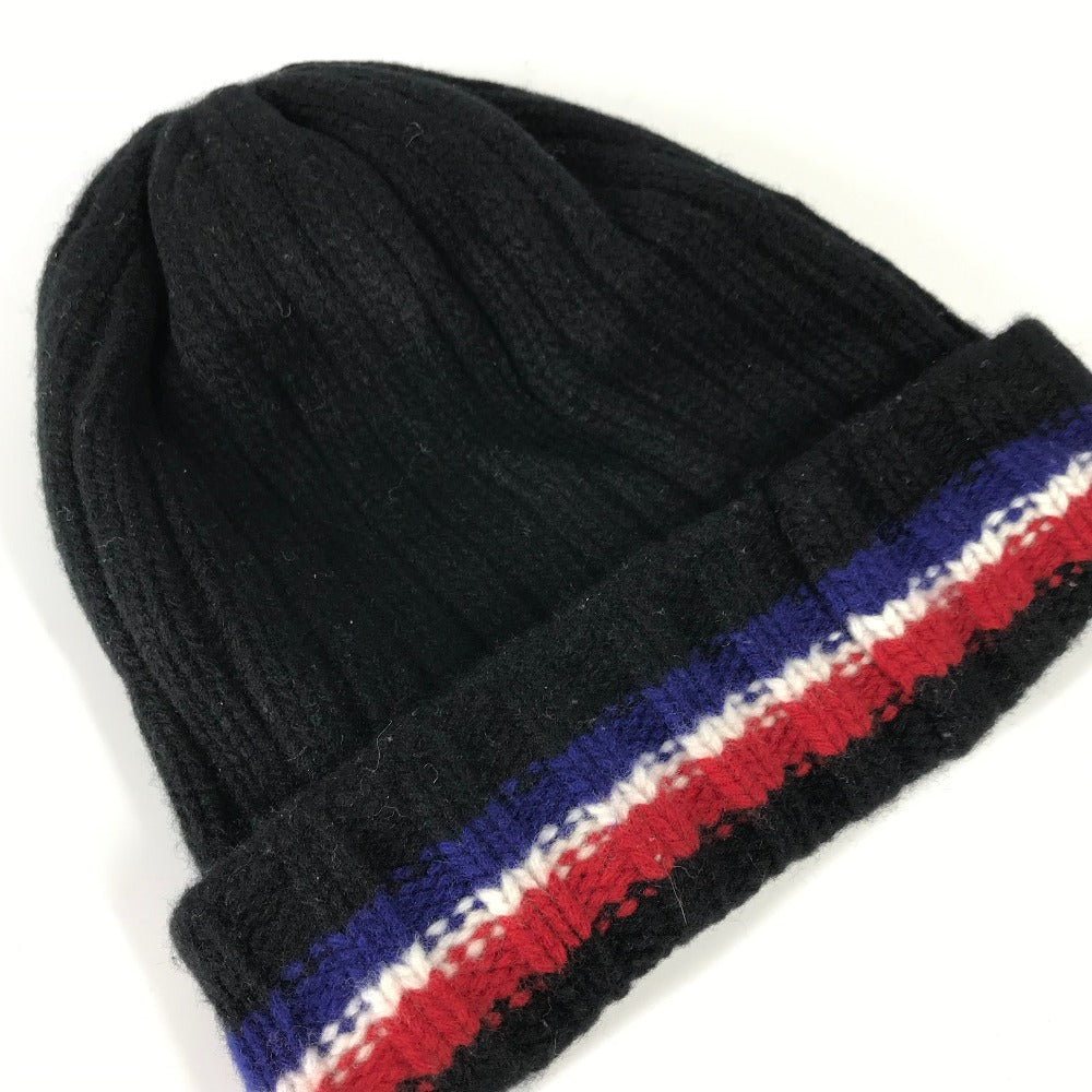 MONCLER Knit hat wool black logo Women Used Authentic