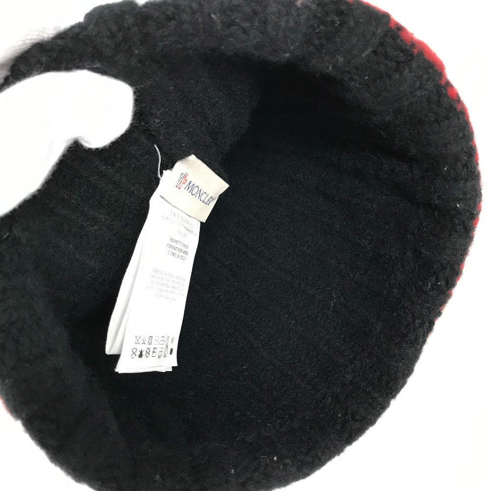 MONCLER Knit hat wool black logo Women Used Authentic