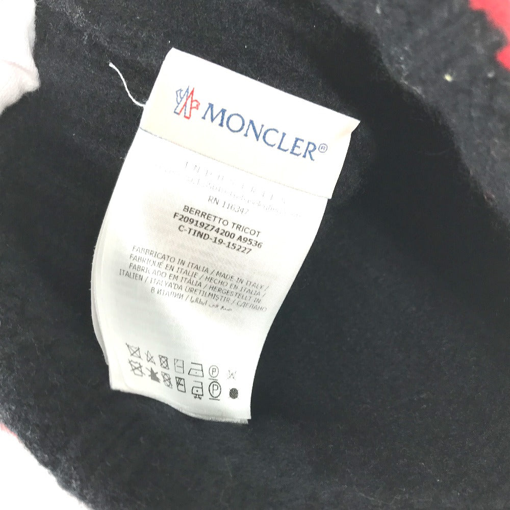 MONCLER Knit hat wool black logo Women Used Authentic