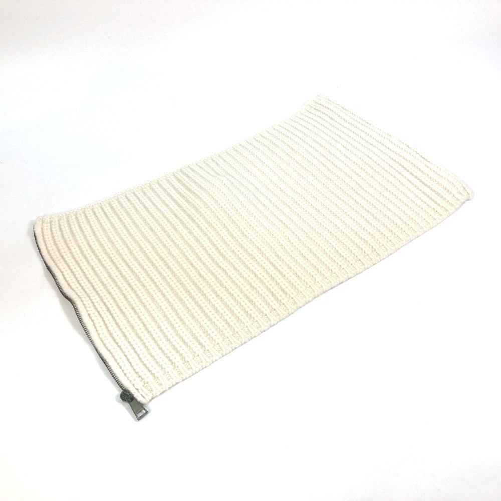 MONCLER Scarf Wool, Cashmere white Scarf Zip-up COLLO Women Used Authentic