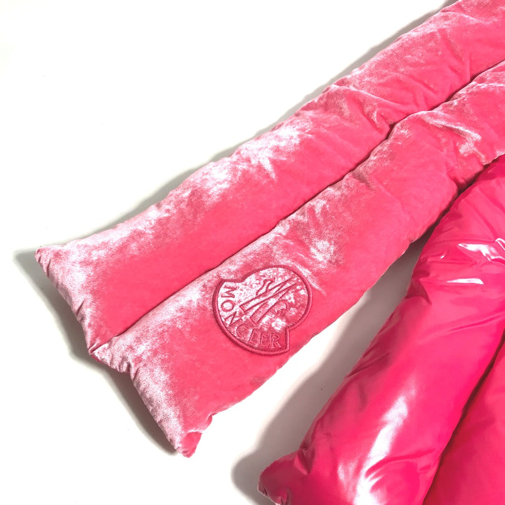 MONCLER Scarf Rayon, Silk pink Down Velour logo Women Used Authentic