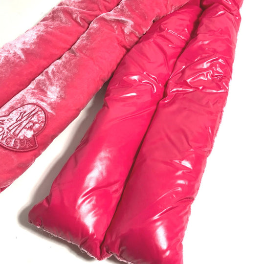 MONCLER Scarf Rayon, Silk pink Down Velour logo Women Used Authentic