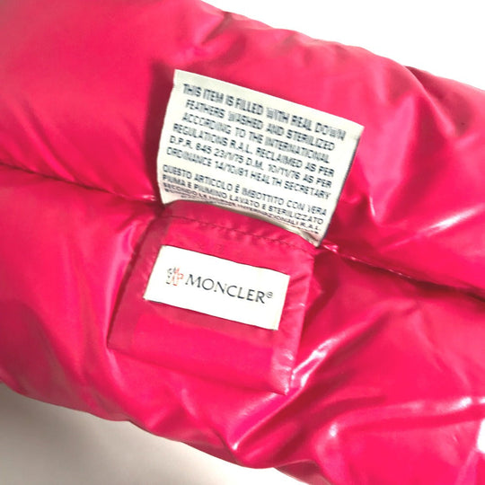 MONCLER Scarf Rayon, Silk pink Down Velour logo Women Used Authentic