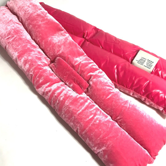 MONCLER Scarf Rayon, Silk pink Down Velour logo Women Used Authentic