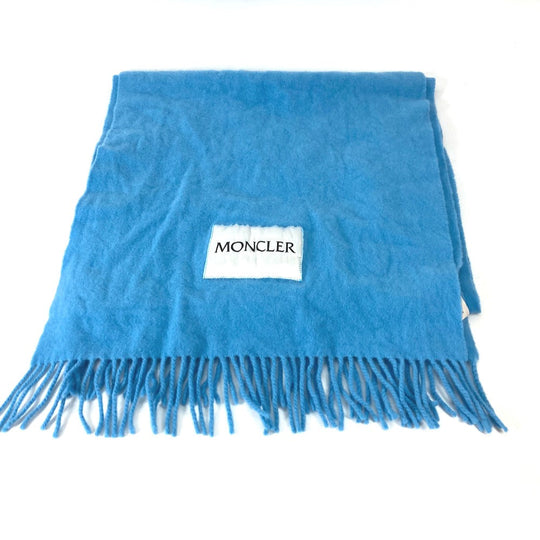 MONCLER Scarf wool blue down logo mens Used Authentic