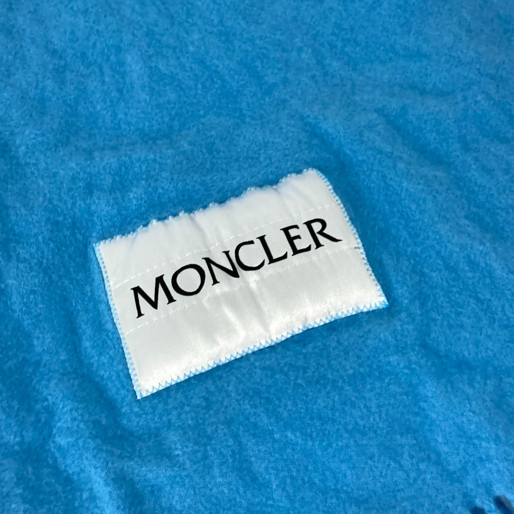 MONCLER Scarf wool blue down logo mens Used Authentic