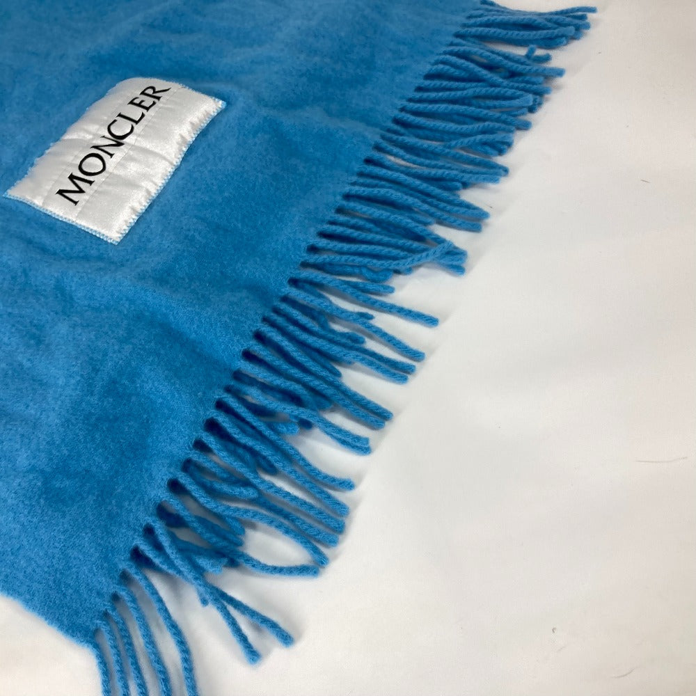 MONCLER Scarf wool blue down logo mens Used Authentic