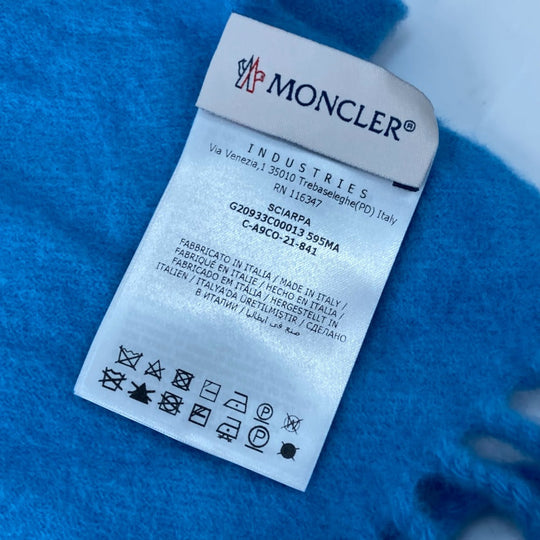 MONCLER Scarf wool blue down logo mens Used Authentic