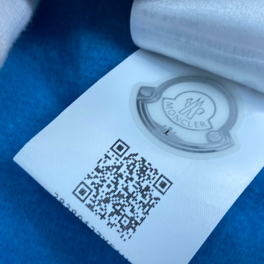 MONCLER Scarf wool blue down logo mens Used Authentic