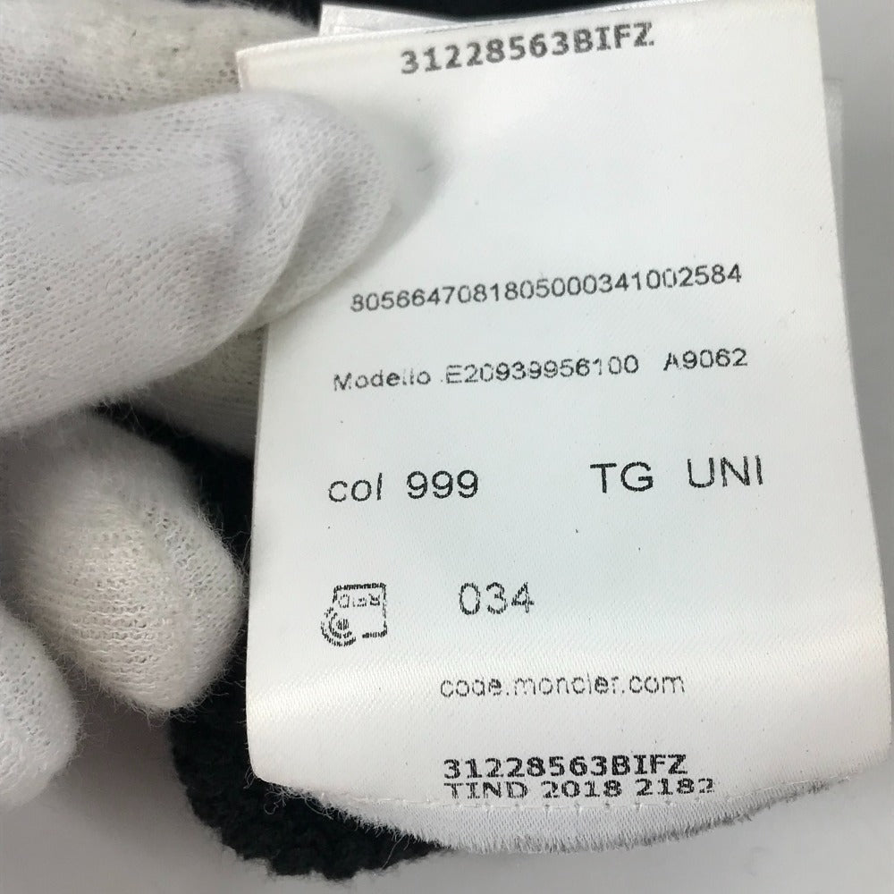MONCLER Glove Wool, Polyester black logo Women Used Authentic