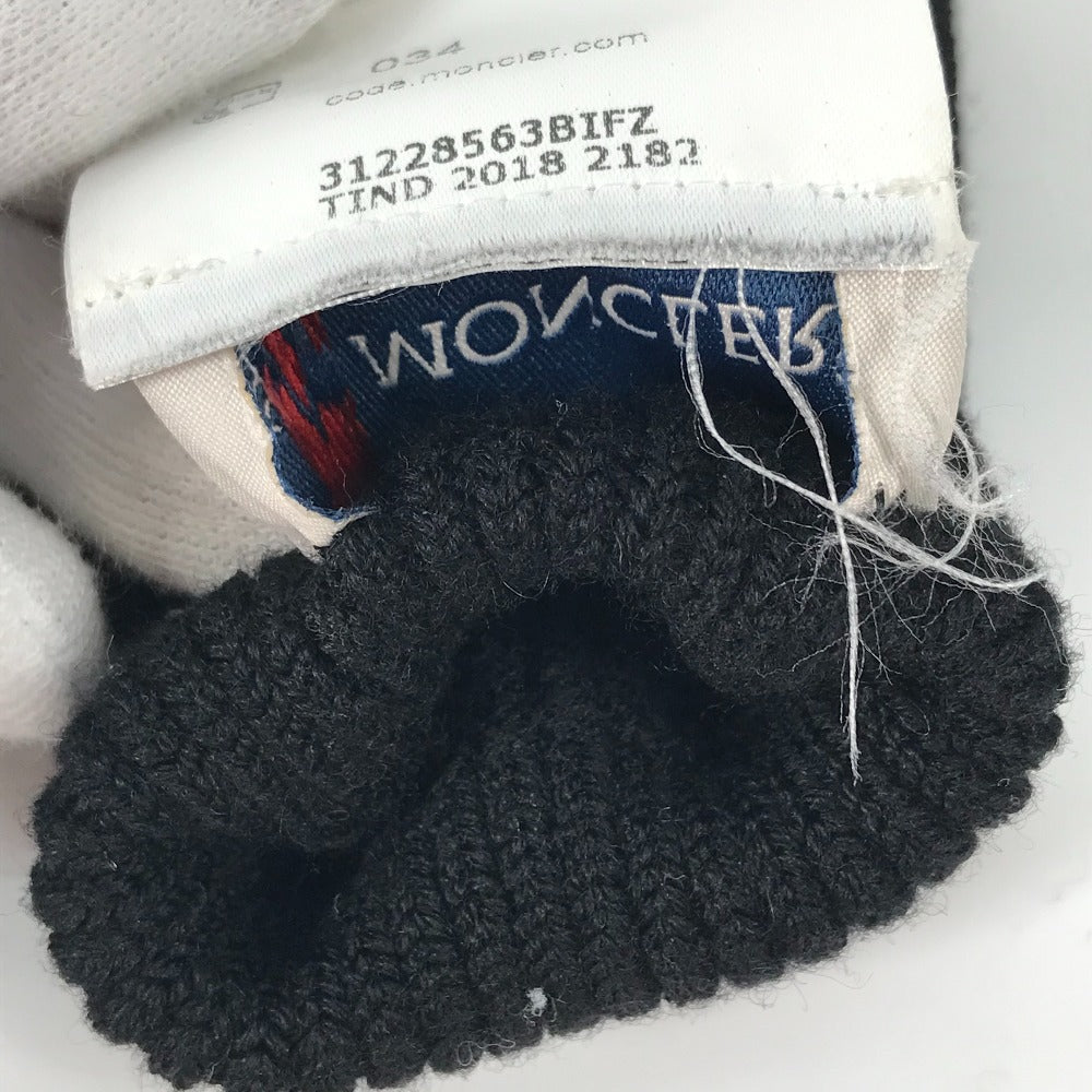 MONCLER Glove Wool, Polyester black logo Women Used Authentic
