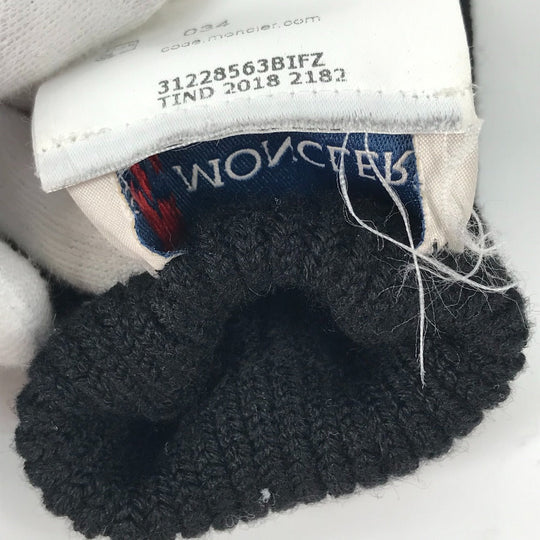 MONCLER Glove Wool, Polyester black logo Women Used Authentic