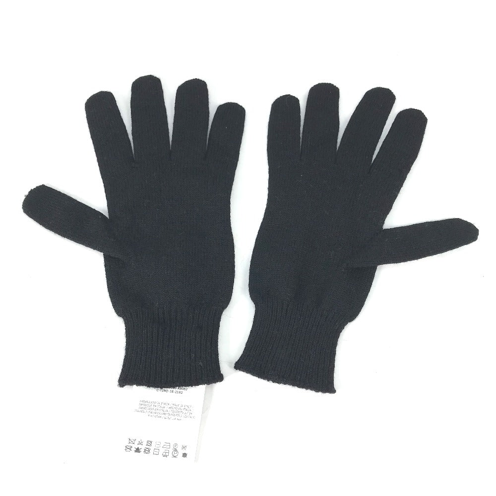 MONCLER Glove Wool, Polyester black logo Women Used Authentic
